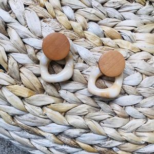 Acrylic earrings with wooden stud